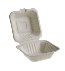 Vaschette Hamburger box Take Away Bio - 15 x 15 cm - Leone - conf. 50 pezzi