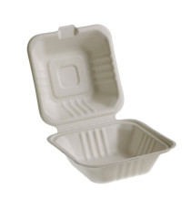 Vaschette Hamburger box Take Away Bio - 15 x 15 cm - Leone - conf. 50 pezzi