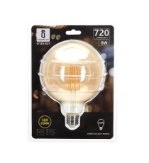 Lampadina led a filamento ambrata G125 8W attacco E27 720 lumen 2200K LUCE CALDA D125xH175mm Equivalenza incandescente: 55W