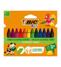 Pastelli Plastidecor Triangle - in plastica - colori assortiti - Bic - conf. 12 pezzi