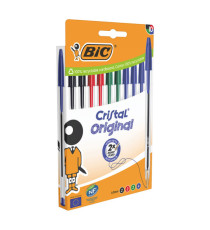 Penna a sfera Cristal Original - punta 1,0mm - 4 colori classici assortiti - Bic - conf. 10 pezzi