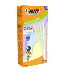 Penna sfera Cristal Pastel - 1.0 mm - fusto colori assortiti - inchiostro blu - Bic - conf. 20 pezzi