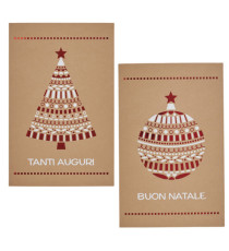 Biglietto Natale - doppio - 9 x 14 cm - cartoncino - fantasie assortite - avana - Rex Sadoch