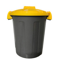 Contenitore portarifiuti Dusty - diametro 36 cm - altezza 45 cm - 25 L - coperchio giallo - Mobil Plastic