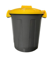 Contenitore portarifiuti Dusty - diametro 36 cm - altezza 45 cm - 25 L - coperchio giallo - Mobil Plastic