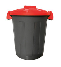 Contenitore portarifiuti Dusty - diametro 36 cm - altezza 45 cm - 25 L - coperchio rosso - nero - Mobil Plastic