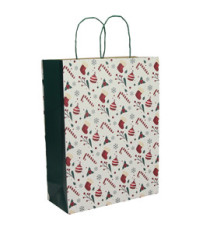 Shopper - maniglie cordino - 22 x 10 x 29 cm - carta kraft - Xmas Dream - bianco - Mainetti Bags - conf. 25 pezzi