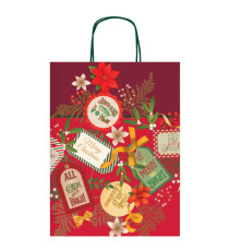 Shopper collezione Tanti Auguri - con manici - 26 x 34,5 x 12 cm - fantasia natale - Rex Sadoch