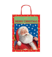 Shopper in carta kraft - con manici - 16 x 21 x 8 cm - fantasia natale - Rex Sadoch