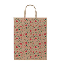 Shopper in carta kraft - con manici - 26 x 34,5 x 12 cm - fantasia natale - Rex Sadoch