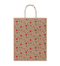 Shopper in carta kraft - con manici - 36 x 46 x 12 cm - fantasia natale - Rex Sadoch