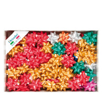 Stelle di nastro liscio 6800 - 14 mm x diam. 6,5 cm - colori natalizi assortiti - Brizzolari - conf. 100 pezzi