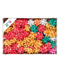 Stelle di nastro liscio 6800 - 14 mm x diam. 6,5 cm - colori natalizi assortiti - Brizzolari - conf. 100 pezzi