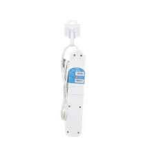 Multipresa italiana 5 vie 10A 2300W con protezione sovraccarico, interruttore, cavo 1,5m 3G1.0mm², spina 10A bianca