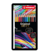 Pastello Original 8773 - tratto 2,50 mm - colori assortiti - Stabilo - astuccio in metallo 12 pezzi