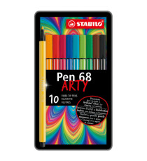 Pennarello Pen 68 - colori assortiti - Stabilo - scatola in metallo 10 pezzi