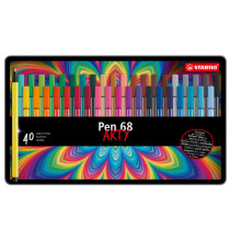 Pennarello Pen 68 - colori assortiti - Stabilo - scatola in metallo 40 pezzi