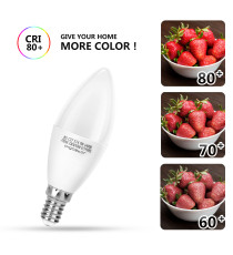 Lampadina LED C37 E14 9W 6500K Luce Fredda 840lm Equivalente 62W Angolo 260° 15000 Ore CRI80 IP20 Classe F Bianca