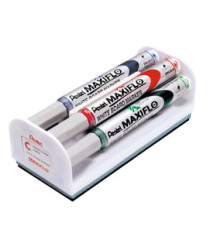 Marcatore per lavagne MaxiFlo - punta conica 4 mm - colori assortiti - con cancellino - Pentel - conf. 4 + 1 pezzi