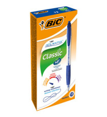 Penna a sfera a scatto Atlantis Classic - punta 1,0mm - blu  - Bic - conf. 12 pezzi