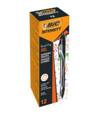 Penna a sfera a scatto Intensity Quick Dry -  punta 0,7mm - nero - Bic - conf. 12 pezzi