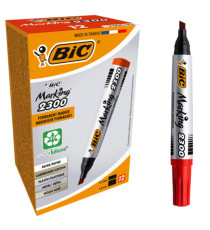 Marcatore permanente Marking 2300 - punta scalpello 3,70-5,50mm - rosso - Bic - conf. 12 pezzi