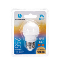 Lampadina LED Globo G45 E27 3W 3000K Luce Calda 255lm Equivalente 25W Angolo 180° 15000 Ore 7 LED CRI80 IP20 Bianca
