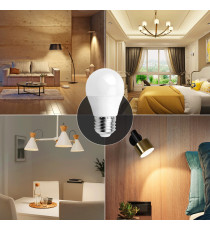Lampadina LED Globo G45 E27 6W 3000K Luce Calda 510lm Equivalente 42W Angolo 180° 15000 Ore 11 LED CRI80 IP20 Bianca