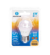 Lampadina LED Globo G45 E27 6W 3000K Luce Calda 510lm Equivalente 42W Angolo 180° 15000 Ore 11 LED CRI80 IP20 Bianca