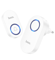 Campanello Wireless Hoco HI25 Senza Fili 433,92MHz 60 Melodie Portata 150m Pulsante Batteria CR2032 Casa Ufficio Bianco