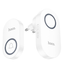 Campanello Wireless Hoco HI25 Senza Fili 433,92MHz 60 Melodie Portata 150m Pulsante Batteria CR2032 Casa Ufficio Bianco