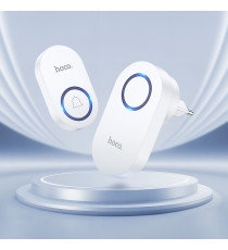 Campanello Wireless Hoco HI25 Senza Fili 433,92MHz 60 Melodie Portata 150m Pulsante Batteria CR2032 Casa Ufficio Bianco