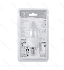 LAMPADINA LED C5 C37 6W ATTACCO E14 - 380 LUMEN - 3000K LUCE CALDA - GRANDE ANGOLO 280 MISURA D37*H108mm CRI80Ra