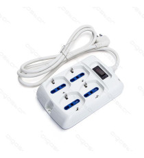 MULTIPRESA CIABATTA ELETTRICA SCHUKO 4 POSTI CON INTERRUTTORE GENERALE CAVO DA 1,5 METRI SPINA 16A 250V P40/10A a 10A/16A/F