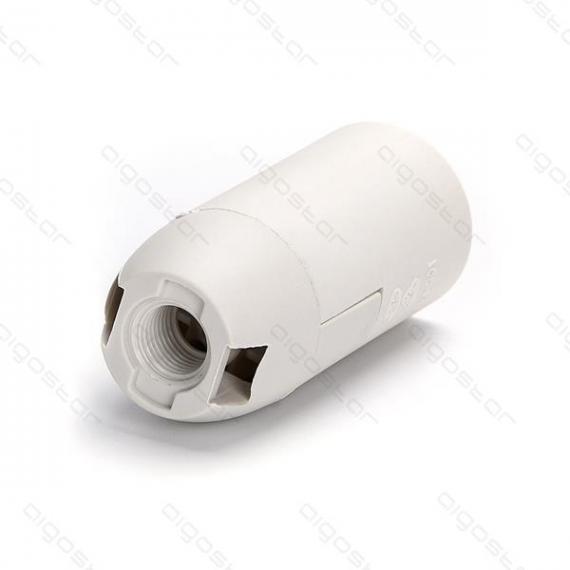 Portalampada E14 bianco liscio 100 mm completo con nippel - staffa