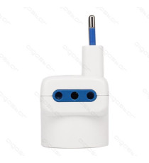 ADATTATORE TRIPLO CON SPINA 10A/250V S11 3 PRESE (2 PRESE P11&1 - 1 PRESA P30) BIANCO MAX 1500W CON PROTEZIONE BAMBINI