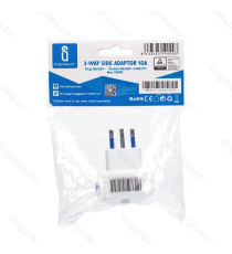 ADATTATORE TRIPLO CON SPINA 10A/250V S11 3 PRESE (2 PRESE P11&1 - 1 PRESA P30) BIANCO MAX 1500W CON PROTEZIONE BAMBINI