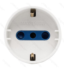 ADATTATORE TRIPLO CON SPINA 16A/250V 2P+E 3 PRESE (3 PRESE P17/11 e 1 PRESA P17/11) BIANCO MAX 1500W CON PROTEZIONE BAMBINI