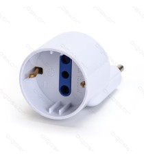 ADATTATORE ROTONDO CON PRESA SHUKO SPINA 10A 250V S11 PRESA P30 - BIANCO MAX 1500W CON PROTEZIONE BAMBINI ADATTATORE ROTONDO CON PRESA SHUKO SPINA 10A 250V S11 PRESA P30 - BIANCO MAX 1500W CON PROTEZIONE BAMBINI