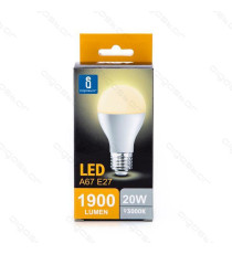 LAMPADINA LED A5 A67 20W ATTACCO E27 2000 LUMEN A+ COLOR BOX 6400K LUCE FREDDA MISURA D67*H128mm EQUIVALE 126W INCANDESCENZA LAMPADINA LED A5 A67 20W ATTACCO E27 2000 LUMEN A+ COLOR BOX 6400K LUCE FREDDA MISURA D67*H128mm EQUIVALE 126W INCANDESCENZA