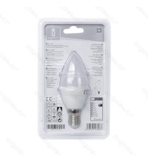 LAMPADINA LED C5 C37 6W ATTACCO E14 - 390 LUMEN - 6400K LUCE FREDDA - GRANDE ANGOLO 280 MISURA D37*H108mm CRI80Ra