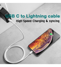 CAVO DA USB-C A LIGHTNING 1MT CARICA RAPIDA - TRASFERIMENTO DATI ALTA VELOCITA FINO A 480 Mbps TYPE-C TO LIGHTNING 8PIN