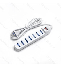 MULTIPRESA CIABATTA ELETTRICA 7 POSTI CON INTERRUTTORE GENERALE -CAVO DA 5 METRI-SPINA 10A 250V-2200W- CON PROTEZIONE BAMBINI