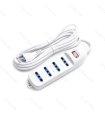 MULTIPRESA CIABATTA ELETTRICA 5 POSTI CON INTERRUTTORE GENERALE CAVO DA 1,5METRI SPINA 10A 250V PRESA 5 WAY P17/11