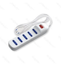 MULTIPRESA CIABATTA ELETTRICA 6 POSTI CON INTERRUTTORE GENERALE CAVO DA 5METRI SPINA  16A 250V PRESA 16A 250V 6 WAY P17/11