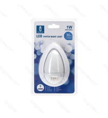 LUCE NOTTURNA LED 1W 30 LUMEN CON INTERRUTTORE ON-OFF MOD.1 6500K LUCE BIANCA SPINA ITALIANA - L62*W67*H108mm