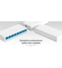 SWITCH MERCUSYS ETHERNET - 5 PORTE - 10/100/1000 Mbps - PLUG AND PLAY - Dimensioni: 80 × 48mm