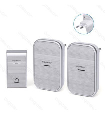 CAMPANELLO WIRELESS WHITE DIGITALE CON 2 RICEVITORI - IMPERMEABILE - TRASMISSIONE FINO A 150MT 36 SUONERIE CAMPANELLO SENZA FILI CAMPANELLO WIRELESS WHITE DIGITALE CON 2 RICEVITORI - IMPERMEABILE - TRASMISSIONE FINO A 150MT 36 SUONERIE CAMPANELLO SENZA FILI