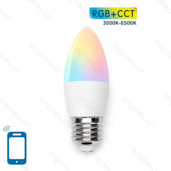 LAMPADINA SMART LED 5W E27 C37 WIFI RGB+CCT 3000K-6500K 350 LUMEN  D37*H107mm COMPATIBILE CON ALEXA E GOOGLE ASSISTANT