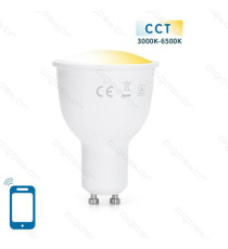 LAMPADINA SMART LED GU10 7W C37 WIFI RGB+CCT 3000K-6500K 450 LUMEN D50*H72mm COMPATIBILE CON ALEXA E GOOGLE ASSISTANT FARETTO